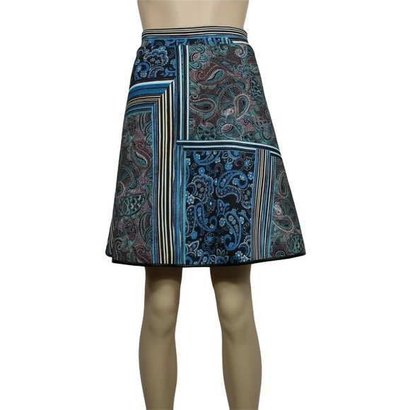 Clover Canyon NWT Blue Knee Length Paisley Stripe Skirt Small - Picture 2 of 5